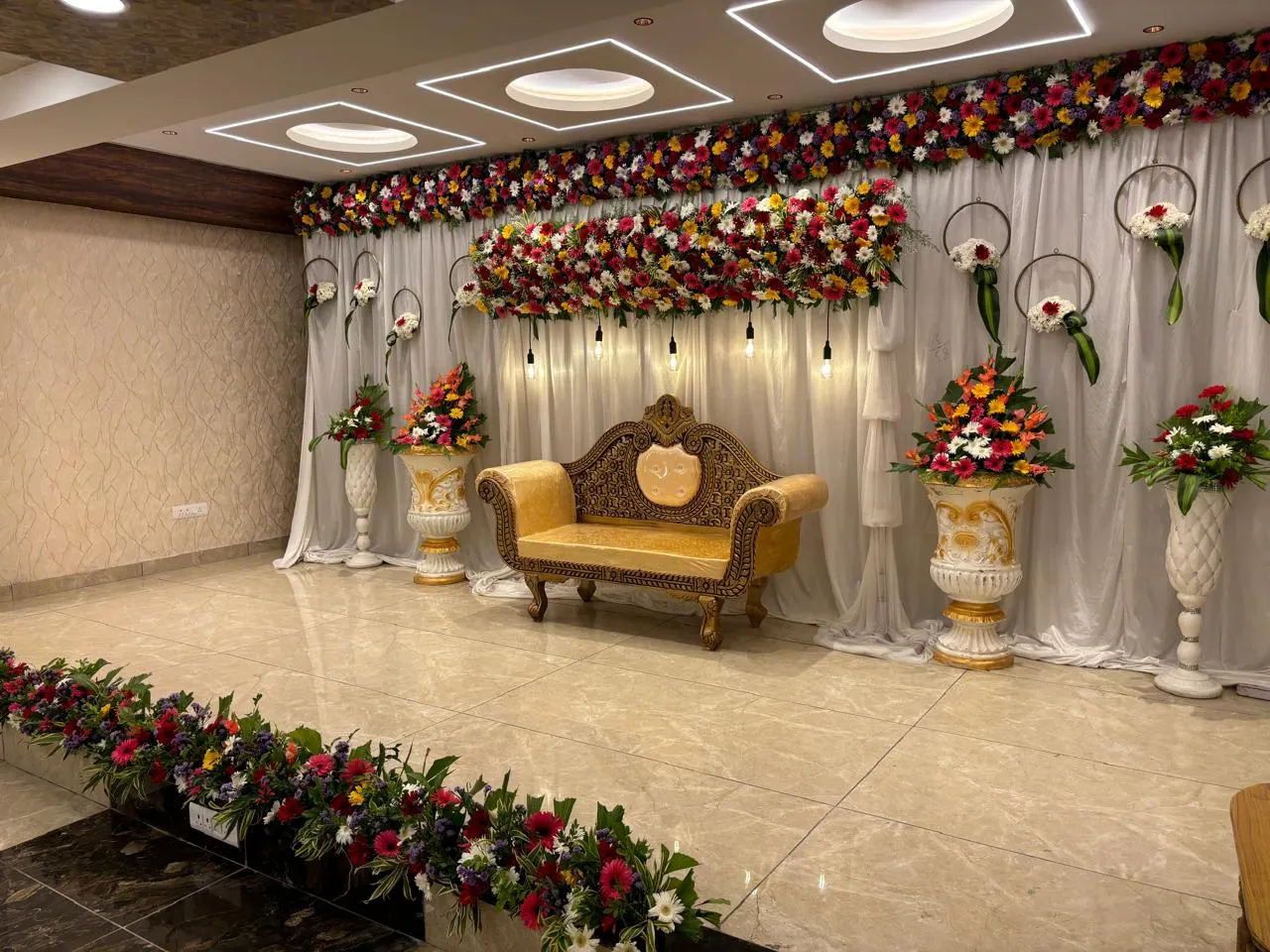 Decorated stage at Anvik Party Hall